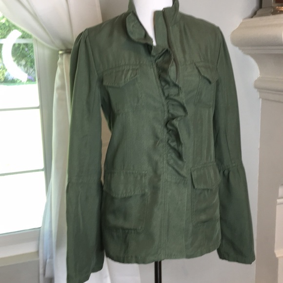 Hinge Seattle Zip Front Khaki Bell Sleeve Jacket - Picture 5 of 9